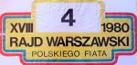 Tablica z XVIII Rajdu Warszawskiego załogi: Błażej Krupa / Piotr Mystkowski