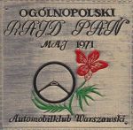 Metalowa plakietka z Ogólnopolskiego Rajdu Pań-1971. (Z kolekcji Janusza Hancke)